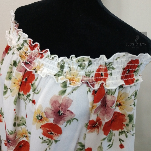 🆕 Floral Bell Sleeve Off Shoulder Boho Top - Picture 5 of 9
